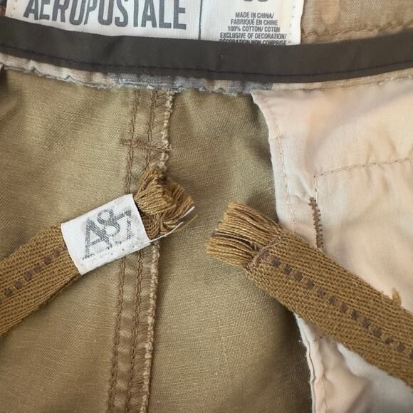 Aeropostale Mens Tan Cargo Shorts Size 36 Pockets Drawstring Utility Casual - Picture 9 of 12